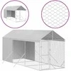 Lauko voljeras šunims su stogu, sidabrinis, 2x6x2,5m, plienas