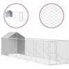 Lauko voljeras šunims su stogu, sidabrinis, 2x10x2,5m, plienas