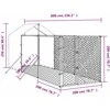 Lauko voljeras šunims su stogu, sidabrinis, 2x6x2,5m, plienas