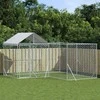Lauko voljeras šunims su stogu, sidabrinis, 4x4x2,5m, plienas
