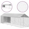 Lauko voljeras šunims su stogu, sidabrinis, 2x10x2,5m, plienas