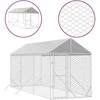 Lauko voljeras šunims su stogu, sidabrinis, 2x6x2,5m, plienas
