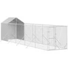 Lauko voljeras šunims su stogu, sidabrinis, 2x10x2,5m, plienas