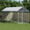 Lauko voljeras šunims su stogu, sidabrinis, 2x6x2,5m, plienas