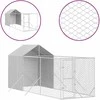 Lauko voljeras šunims su stogu, sidabrinis, 2x6x2,5m, plienas