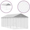 Lauko voljeras šunims su stogu, sidabrinis, 3x7,5x2,5m, plienas