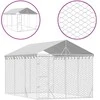 Lauko voljeras šunims su stogu, sidabrinis, 3x4,5x2,5m, plienas