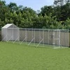 Lauko voljeras šunims su stogu, sidabrinis, 2x14x2,5m, plienas