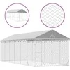 Lauko voljeras šunims su stogu, sidabrinis, 3x9x2,5m, plienas