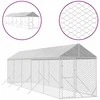 Lauko voljeras šunims su stogu, sidabrinis, 2x10x2,5m, plienas