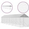 Lauko voljeras šunims su stogu, sidabrinis, 2x14x2,5m, plienas