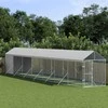 Lauko voljeras šunims su stogu, sidabrinis, 2x14x2,5m, plienas