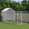 Lauko voljeras šunims su stogu, sidabrinis, 2x6x2,5m, plienas