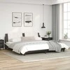 Lovos rėmas su LED, juodas ir baltas, 200x200cm, dirbtinė oda