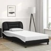 Lova Lovos rėmas su LED, juodas ir baltas, 100x200cm, dirbtinė oda