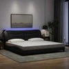 Lovos rėmas su LED, juodos spalvos, 200x200cm, audinys