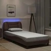 Lova Lovos rėmas su LED, rudos spalvos, 90x190cm, dirbtinė oda