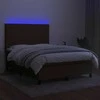 Lova su spyruoklėmis/čiužiniu/LED, ruda, 140x190 cm, audinys