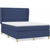 Lova su spyruoklėmis ir čiužiniu, mėlyna, 140x200 cm, audinys