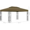 Pavėsinė su dvigubu stogu ir lemputėmis LED, taupe, 3x4m