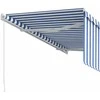 Rankiniu būdu ištraukiama markizė, mėlyna ir balta, 3,5x2,5m