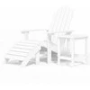 Sodo Adirondack kėdė su pakoja ir staliuku, balta, HDPE