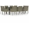 Lauko baldų komplektas Sodo komplektas su pagalvėmis, 11 dalių, juodas/pilkas, ratanas