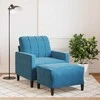 Sofa Krėslas su pakoja, mėlynos spalvos, 60cm, aksomas
