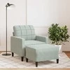 Sofa Krėslas su pakoja, šviesiai pilkos spalvos, 60cm, aksomas