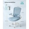 Songmics Biuro kėdė, ergonomiški sulankstomi porankiai, mėlyna migla