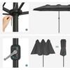 Songmics Didelis skėtis 460 x 270 cm Pilka