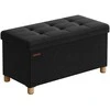 Songmics Sulankstomas suolas 38 x 76 x 40 cm su daiktadėže, juodas
