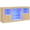 Šoninė spintelė su LED lemputėmis, ąžuolo, 142,5x37x67cm