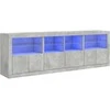 Šoninė spintelė su LED lemputėmis, betono pilka, 202x37x67cm