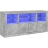 Šoninė spintelė su LED lemputėmis, betono pilka, 142,5x37x67cm