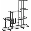 Stovas augalams su ratukais, juodas, 94,5x25x92,5cm, metalas