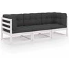 Trivietė sodo sofa su pagalvėlėmis, pušies medienos masyvas