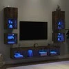 TV staliukas Sieninė TV sekcija su LED, 8 dalių, dūminio ąžuolo, mediena