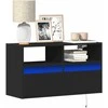 TV staliukas Sieninė TV spintelė su LED lemputėmis, juoda, 80x31x45cm