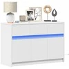 TV staliukas Televizoriaus spintelė su LED, balta, 91x34x61cm, mediena