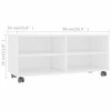 TV spintelė su ratukais, balta, 90x35x35cm, apdirbta mediena