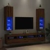 TV staliukas TV spintelės su LED, 2vnt., rudos ąžuolo, 30,5x30x102cm