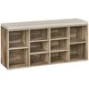 Songmics Vasagle Batų lentyna su sėdyne 30 x 104 x 48 cm kupranugario rudos spalvos