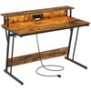 Songmics Vasagle Rašomasis stalas su maitinimo juosta 60 x 120 x 76 cm, ruda, vintažinė