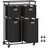 Songmics Vasagle Skalbinių rūšiuoklė su ratukais ir 4 išimamomis kišenėmis