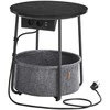 Songmics Vasagle Šoninis staliukas su įkrovimo stotele ir kištukiniu lizdu juodalksnio juodos-skiedros pilkos spalvos