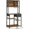 Songmics Vasagle Virtuvės lentyna su lizdais ir medžiaginiu stalčiumi 40 x 80 x 180,4 cm