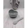 BABY 01138 Silikoninis dubuo su siurbtuku ir šaukštu Pilka