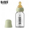 BIBS stiklinis buteliukas nuo dieglių 110 ml (Sage) pilnas komplektas