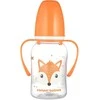 CANPOL 11/823 Standartinis buteliukas su rankenomis 120 ml CUTE ANIMALS oranžinė